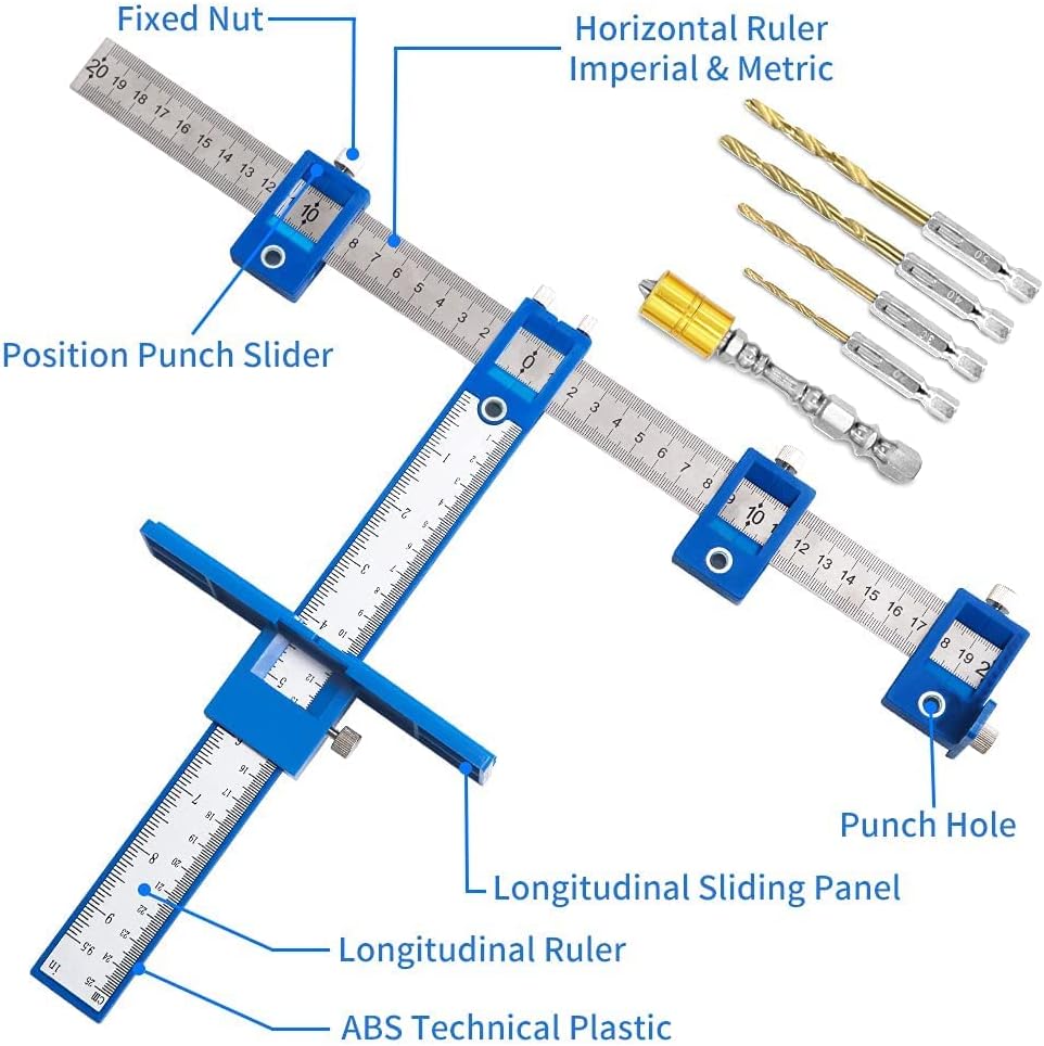 Cabinet Hardware Jig, Solike Aluminum Alloy Cabinet Handle Jig Tool for Fast and Accurate Installation of Door Handles and Drawer Front Knobs