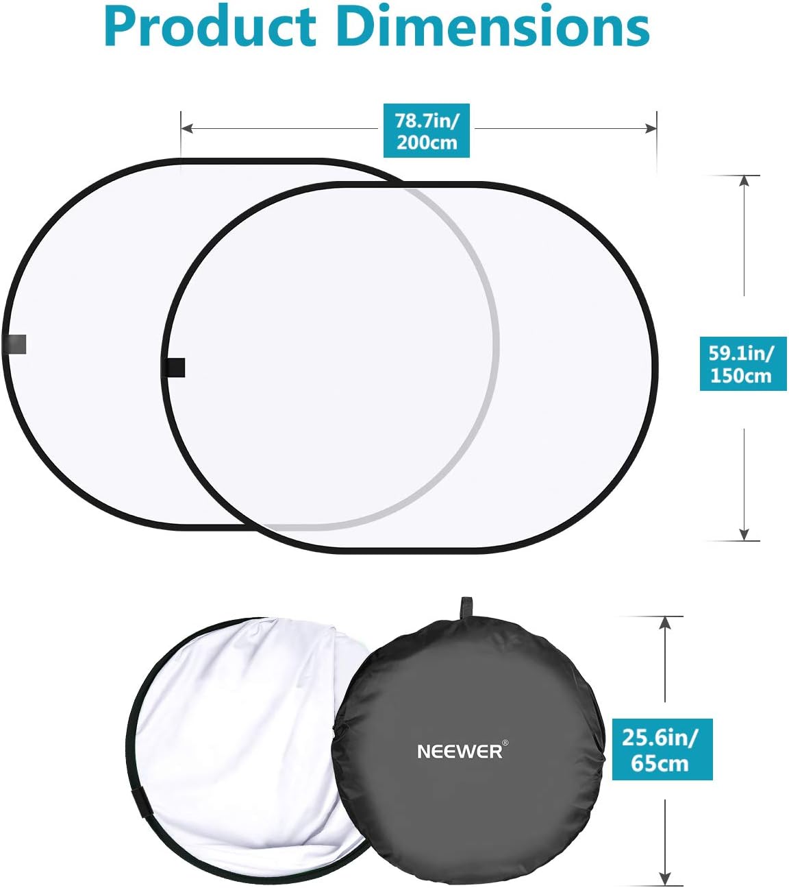 Neewer Professional Lighting Studio 5x7 feet/150x200 cm Pop out Foldable Soft Diffuser Disc Panel Reflector with Carrying Case for Studio and Outdoor