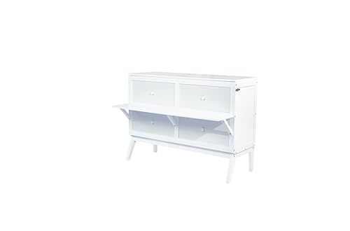Queen Murphy Bed with Desk and Removable Shelves on Each Side, Murphy Bed Chest Murphy Bed Frame w/USB Port for Home Office, Studio or Guest Room