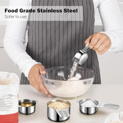 Measuring Cups, 7PCS Stainless Steel Measuring Cups with a Storage Bag for Cooking &amp; Baking, Dishwasher Safe