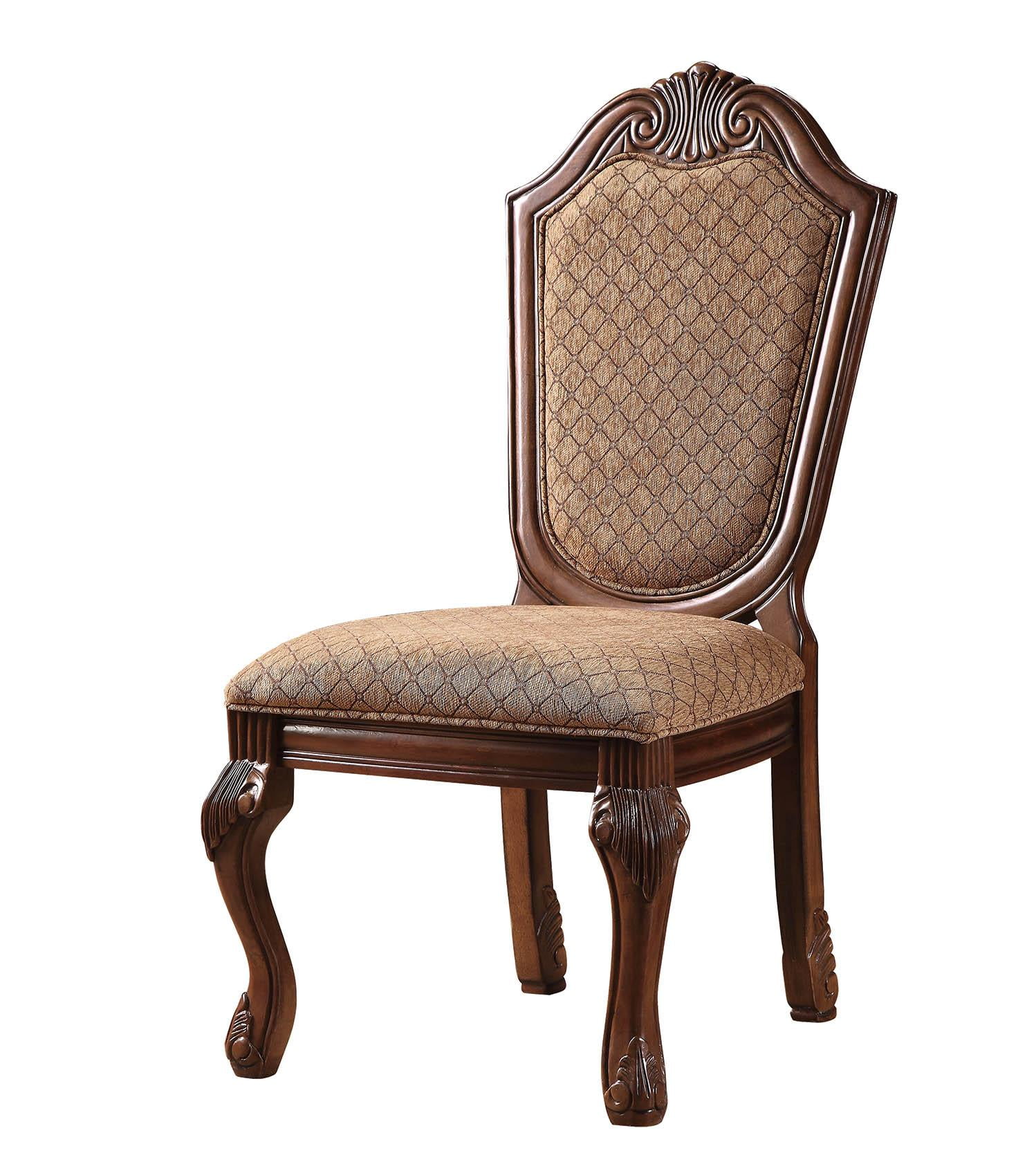 Cherry Round Dining Table Set 5 Chateau De Ville 64170 Acme Traditional Classic