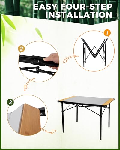 KingCamp Camping Table Folding Portable Table Aluminum Roll Up Lightweight Foldable Large Camp Table for Indoor Outdoor Picnic Backyard, 53.5"X27.5"