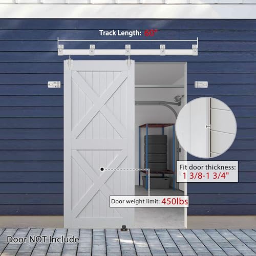 BARNSMITH 8FT Exterior Barn Door Hardware, Sliding Barn Door Hardware Kit Heavy Duty Barn Door Track for Outdoor Use(NO Door, Hardware Only)