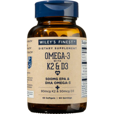 Omega-3 with K2 & D3 60 softgels by Wiley's Finest - Kansas Nuitrition - HNZSDS