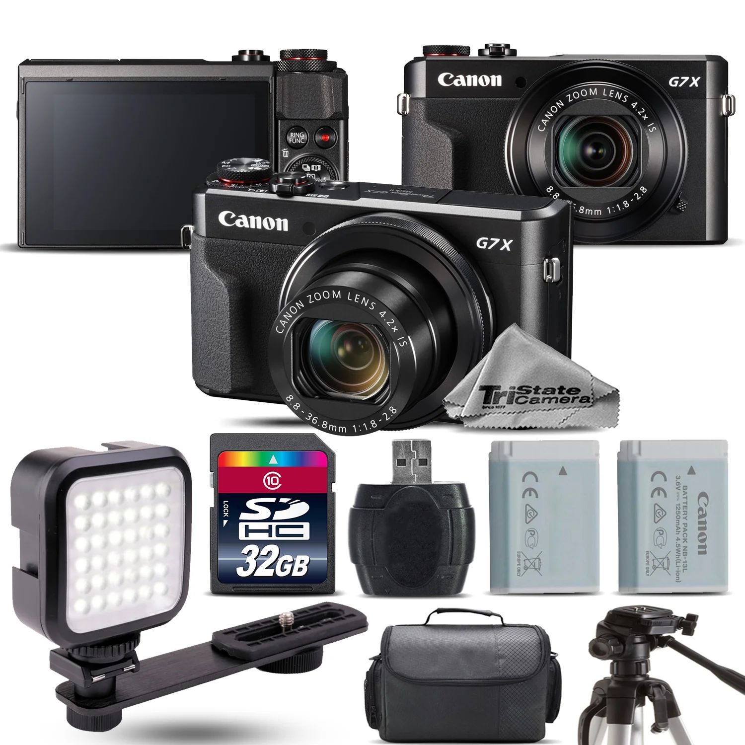 Canon PowerShot G7 X Digital 20.1MP DIGIC 7 Camera + EXT BAT + LED - 32GB Kit