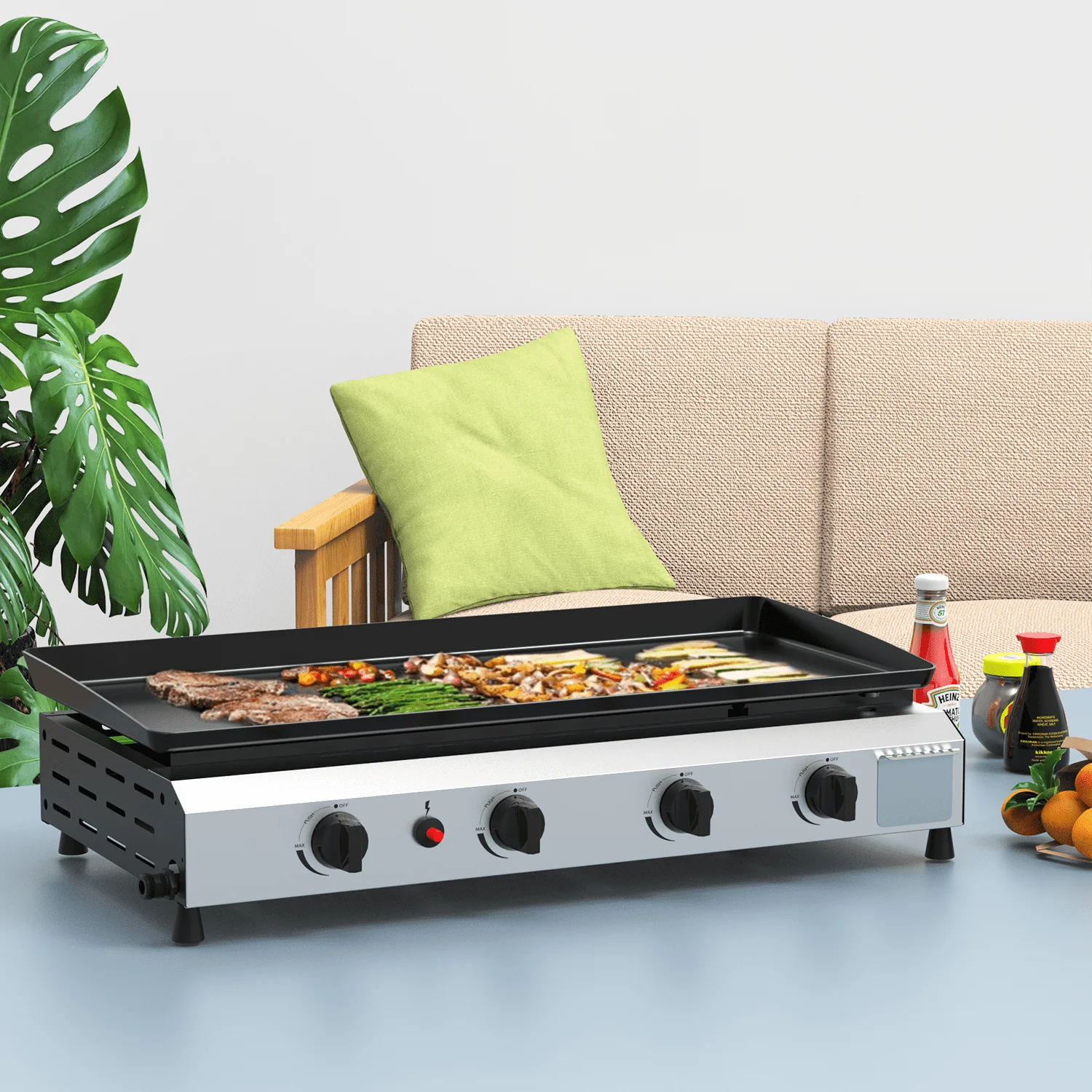 SKOK 3 Burner Gas Griddle-Outdoor Propane Griddle-BTU Propane Fuelled