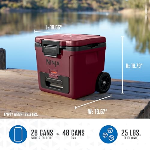 Ninja FrostVault 45qt Wheeled Cooler with Dry Zone, Integrated Fridge-Temp Dry Storage Drawer, Premium Heavy-Duty Insulated Cooler