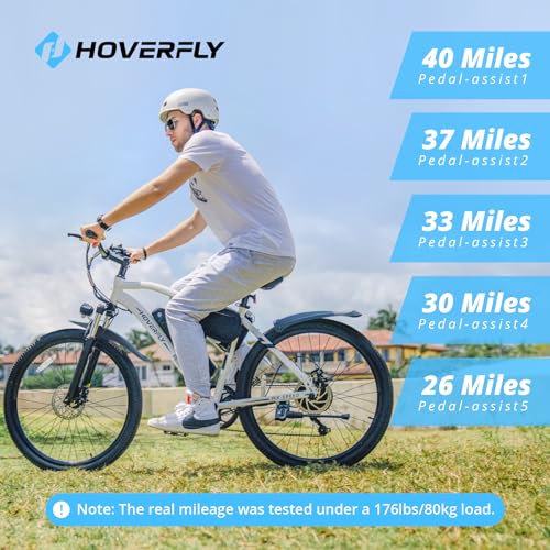 HOVERFLY OUREA 26" Electric Bike for Adults, 750W Peak Motor Mountain Ebike, 20MPH Up to 40 Miles, UL2849 Certified, 7-Speed, Removable Battery