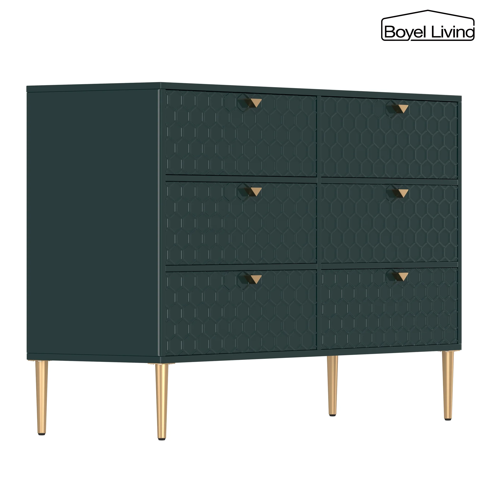 Boyel Living 6 Drawer Dresser Storage Cabinet, (MDF) Wood Dresser for Closet, Modern Green Dresser for Bedroom, Entryway and Hallway