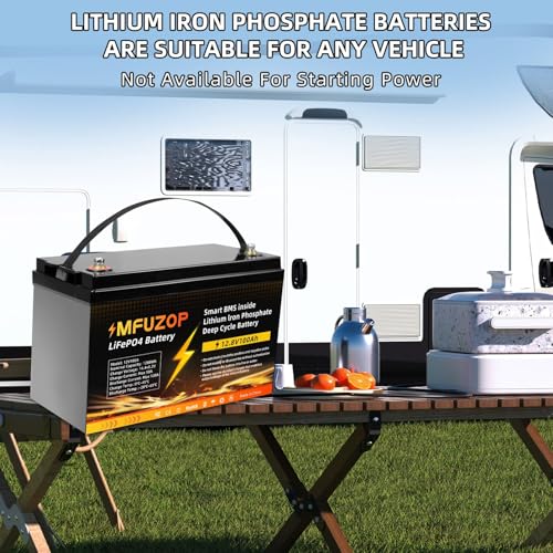 12V 100Ah LiFePO4 Battery, Built-in 100A BMS with Low-Temp Protection, Group 31 Deep Cycle Lithium Battery, Up to 20000 Cycles for RV, Marine