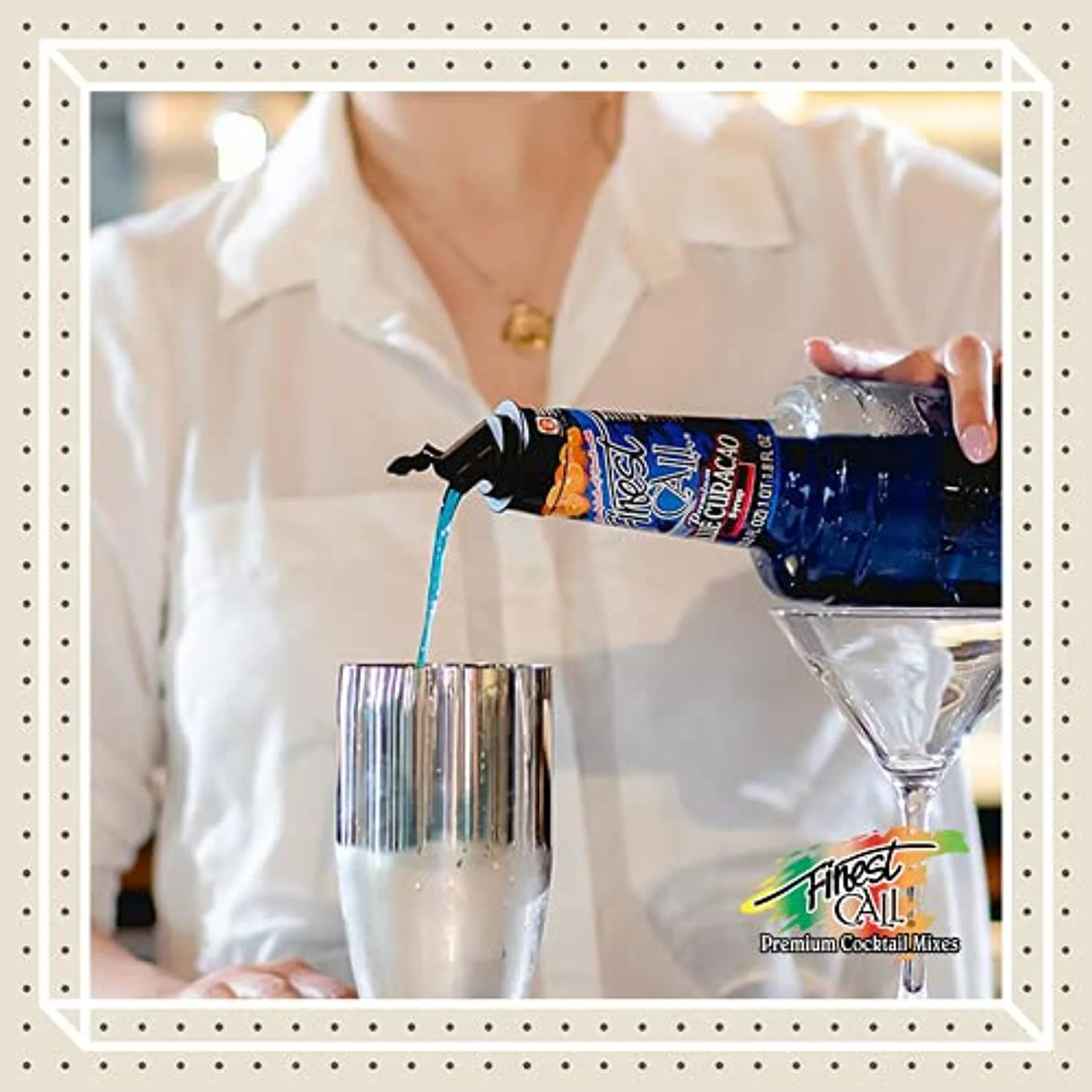 Finest Call Premium Blue Curacao Drink Mix, 1 Liter Bottle (33.8 Fl Oz), Pack Of 6
