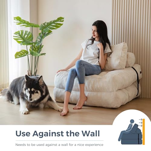 MAXYOYO Folding Sofa Bed, Convertible Sleeper Chair with Pillow Foldable Mattress with Back Support