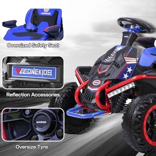 24V Ride on Toy for Big Kids, Kids' Electric Vehicles Outdoor Race Toy with 4 Strong Motors Total 300W Bluetooth Speaker and 24V 7AH Big Battery