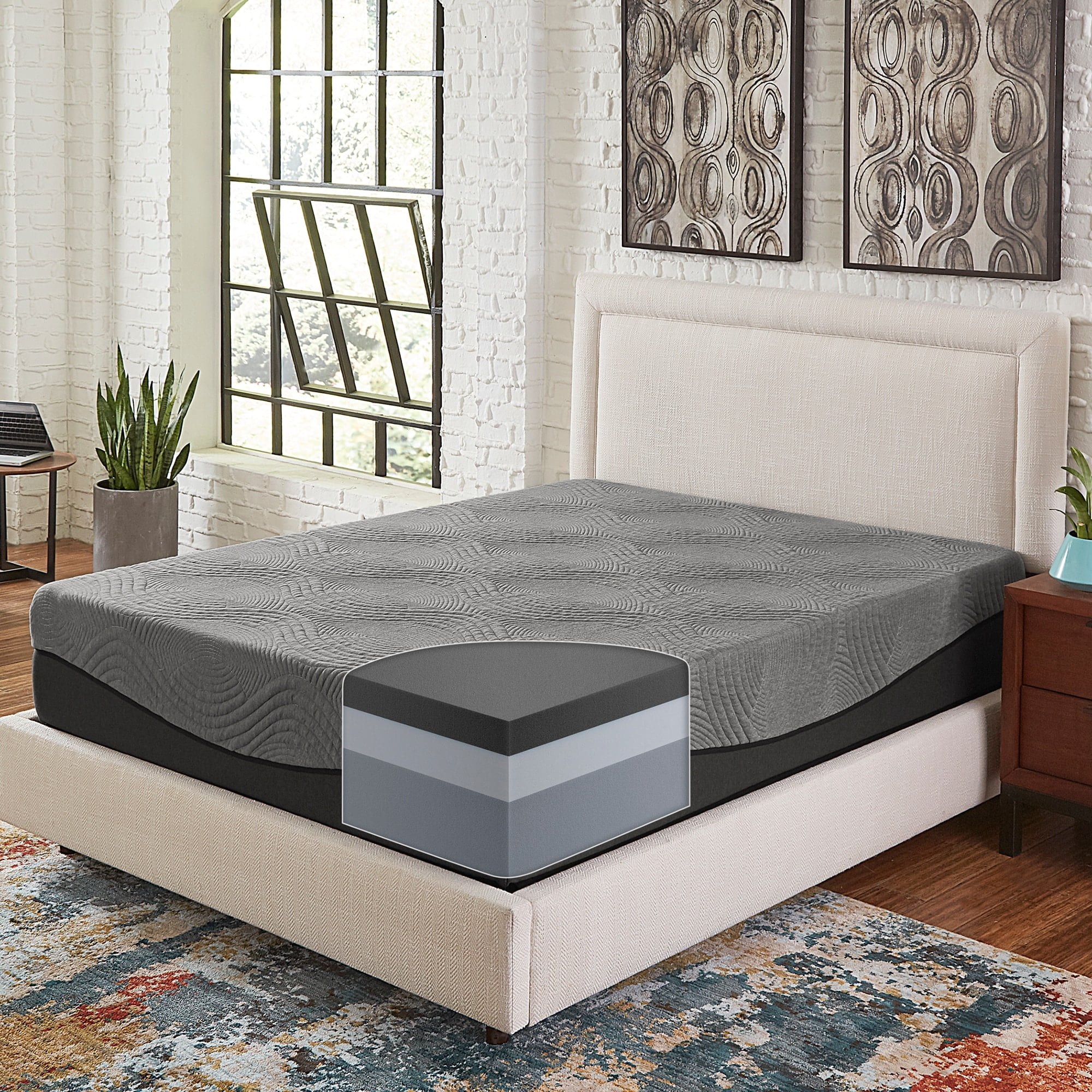 Slumber Solutions  Active 14-inch Charcoal Memory Foam Mattress King