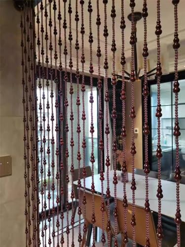 Custom Door Hanging Beads Curtain Privacy, Wood Beaded Curtains for Bedroom Windows Hallway Decor