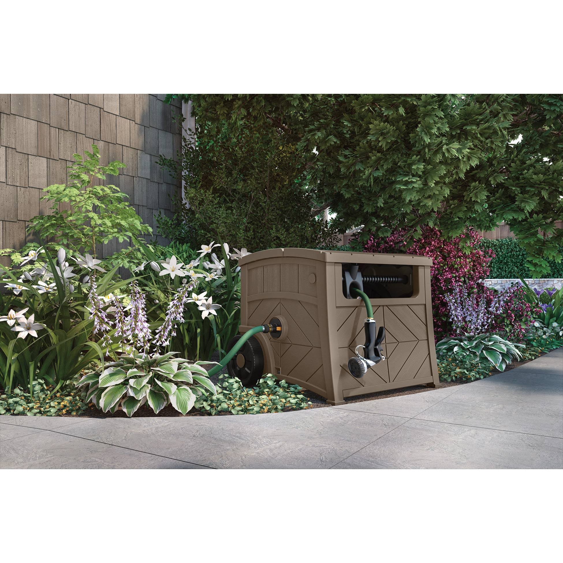 Suncast 150 ft. Free Standing Hideaway Brown Hose Reel
