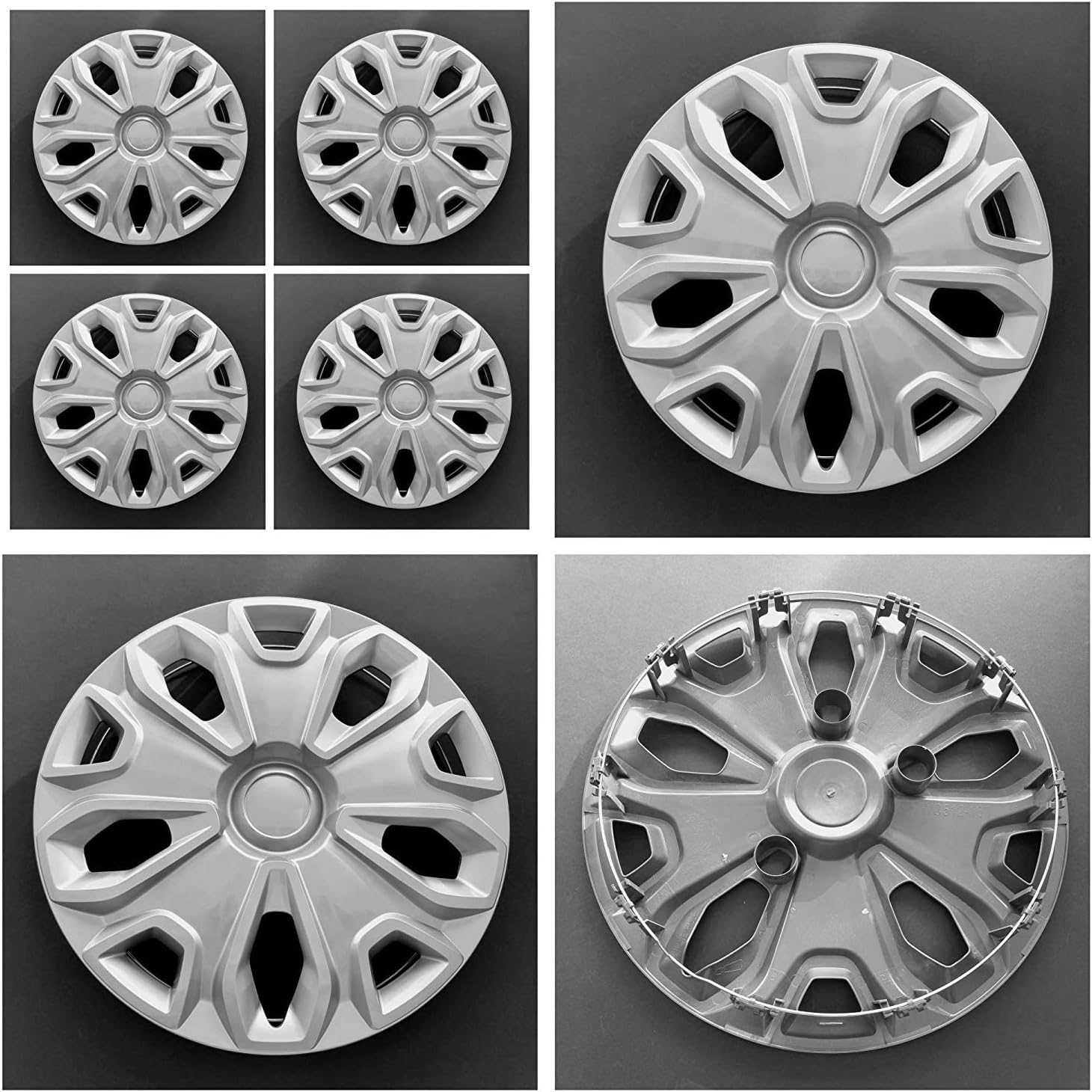 CCI New Wheel Covers Hubcaps Replacements Fits 2014-2019 Ford Transit 150,250 and 350; 16 Inch; 5 Y Spoke; Silver Color; Plastic; Set Of 4