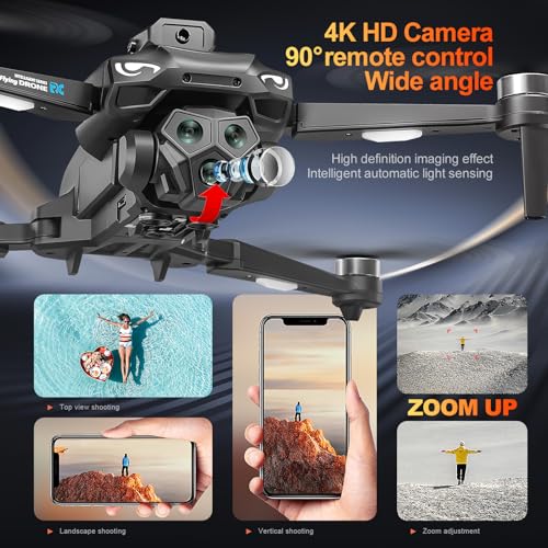 Brushless RC Drone with 4K Dual Camera, 4.5-inch HD Screen Remote Control, Smart Obstacle Avoidance