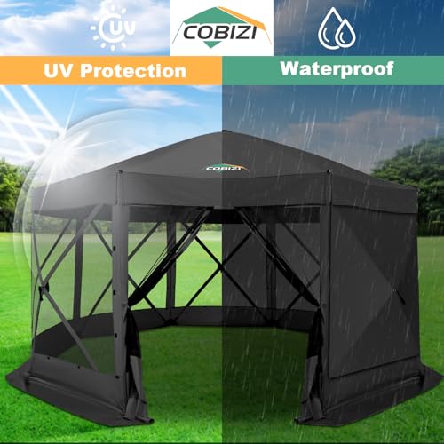 COBIZI 12x12ft Pop up Gazebo Screen Tent Screen House for Camping, Camping Outdoor Screened Gazebo, Canopy Tent