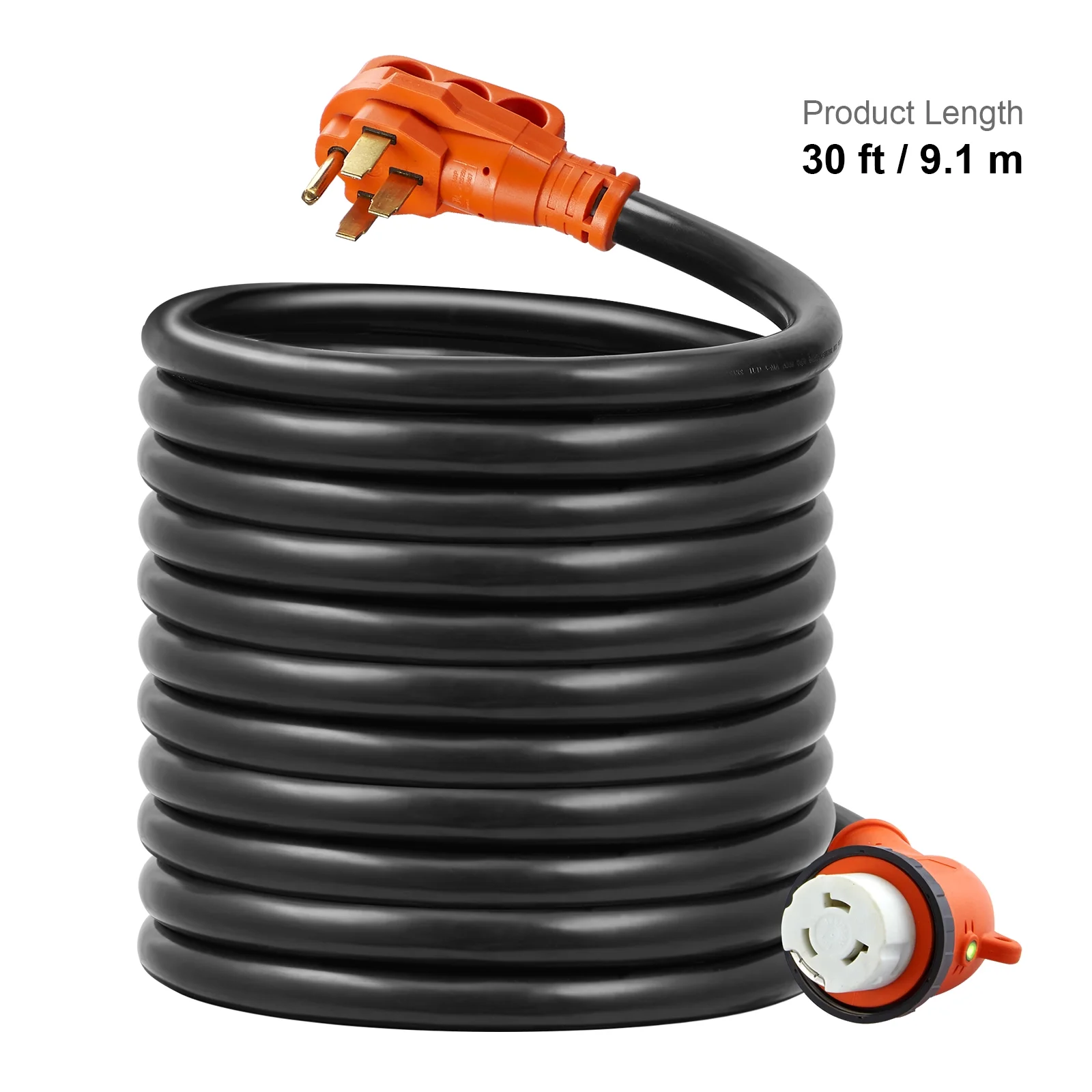 VEVOR 30 Feet RV Power Cord, 50 Amp, Heavy Duty STW 6/3 + 8/1 Generator Cord, NEMA 14-50P Male NEMA SS2-50R Female Plug