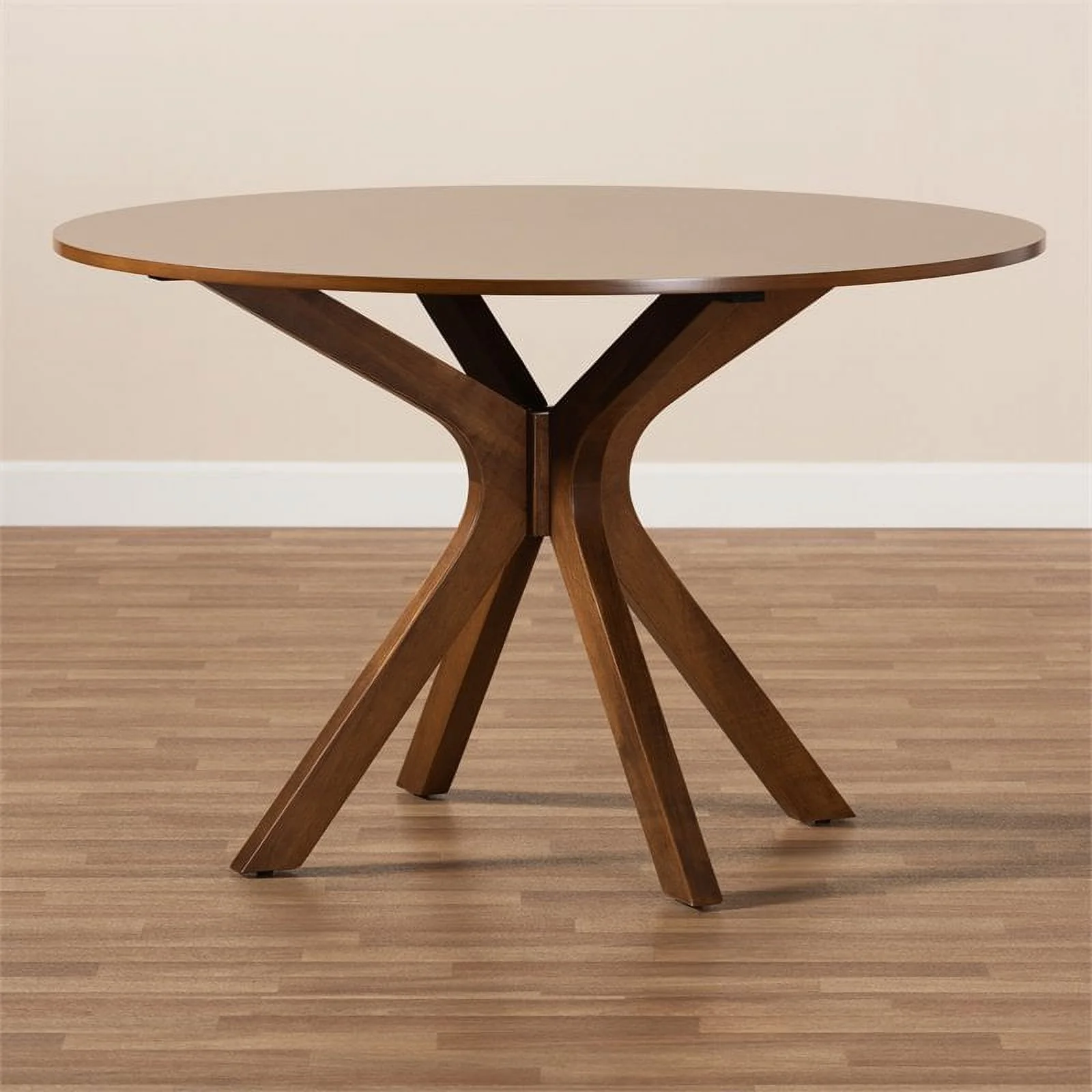 Bowery Hill Walnut Finished 48-Inch-Wide Round Wood Dining Table