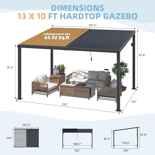 AECOJOY 10&rsquo; x 10&rsquo; Gazebo, Wall Mounted Gazebos Pergola on Clearance, Outdoor Patio Lean to Gazebo Awnings for Deck, Porch