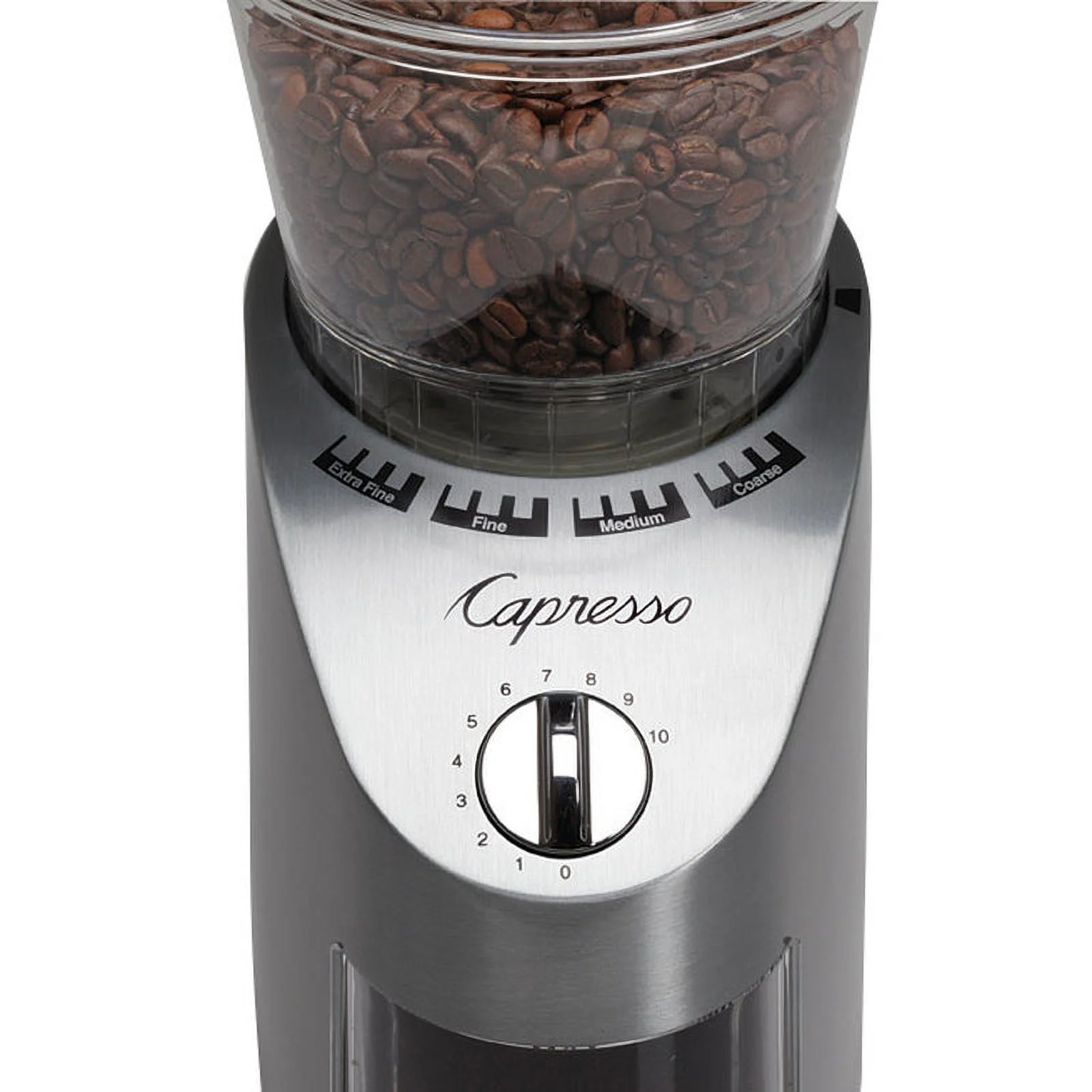 Capresso Metal Die-Cast Conical Burr Coffee Grinder with Durable Housing
