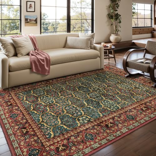 Lahome 8 x 10 Area Rugs for Living Room - Oriental Washable Non-Slip Large Rug Ultra-Thin Stain Resistant Dining Room Rugs for Under Table