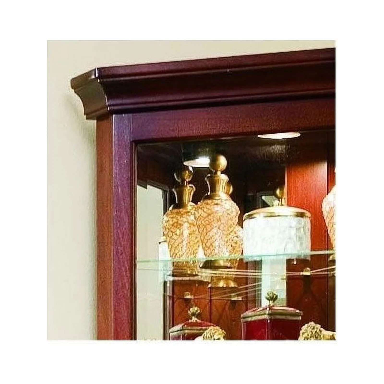 Bowery Hill 8 Shelf Corner Cabinet in Victorian Cherry