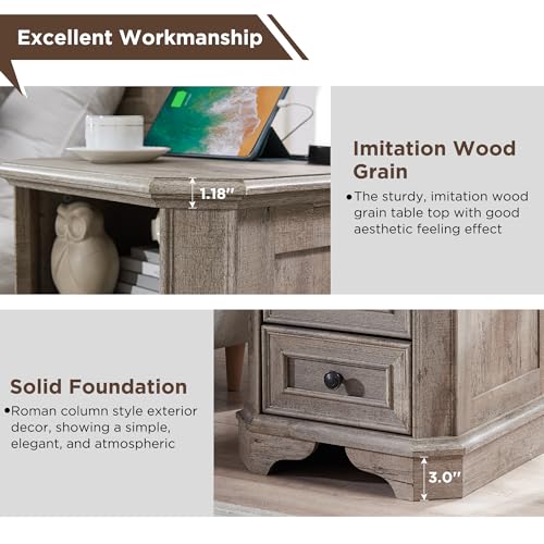 T4TREAM Farmhouse 5 Drawers Dresser for Bedroom, 48" Tall Wood Rustic Chest of Drawers with Natural Texture, Vintage Design
