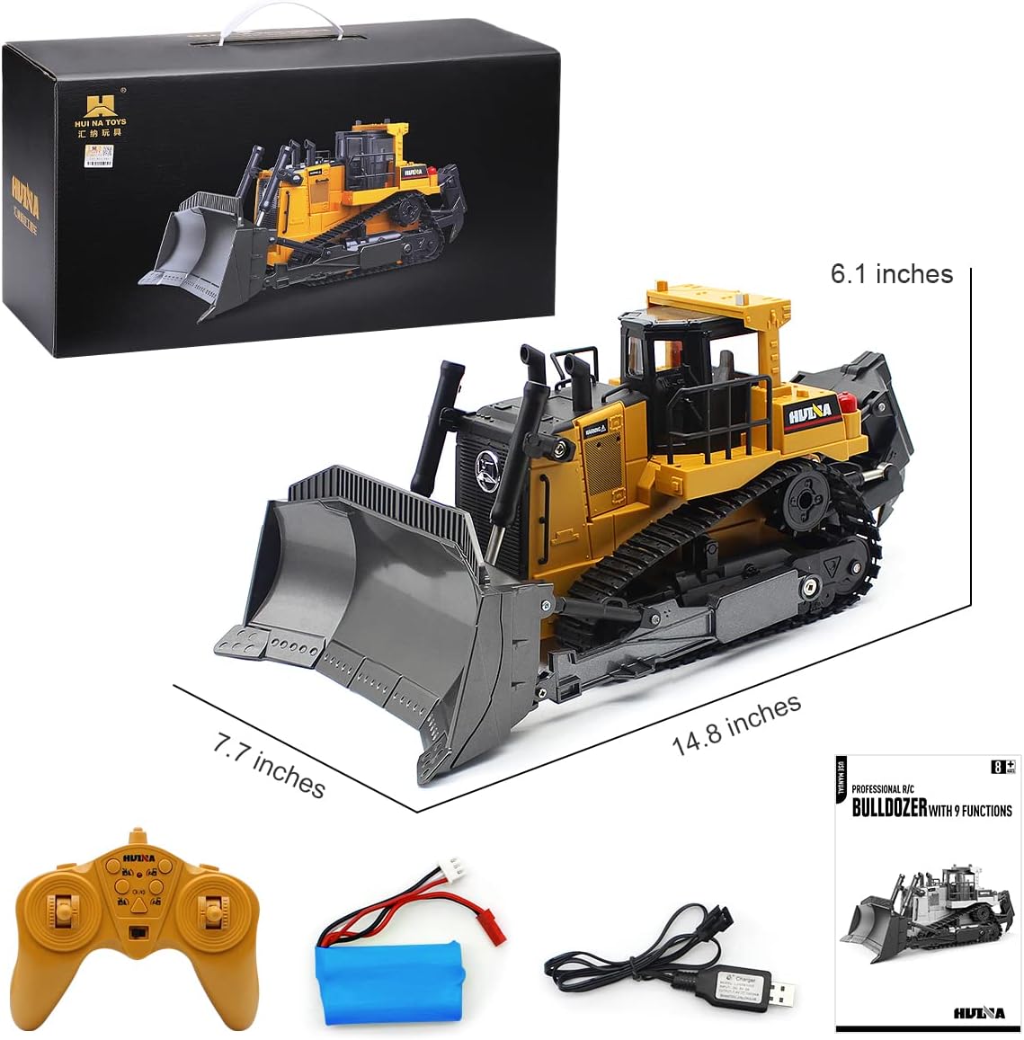 Mostop RC Bulldozer 1/16 Scale 9 Channel RC Front Loader Tractor for Kids Adults