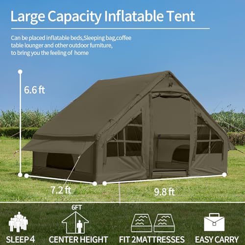 SHANQUAN Inflatable Tent with Pump,4-6 Person Instant Glamping Camping Tents House
