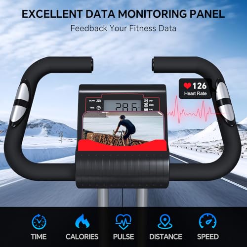 Foldable Exercise Bike Stationary Bikes for Home, 5 IN 1 Indoor Workout Bike, Cycling Bike with 16-Level Quiet Magnetic Resistance