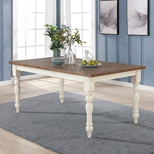 Roundhill Furniture Prato 5-Piece Dining Table Set with Cross Back Chairs, Blue and Brown