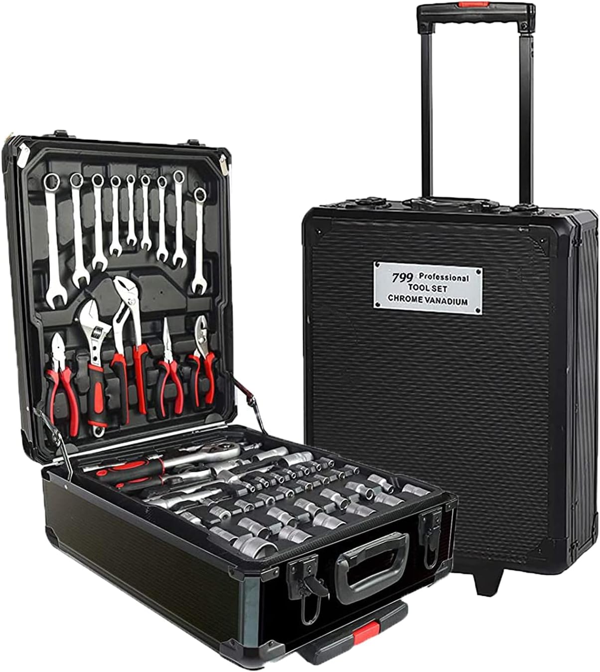Bouncats Tool Sets, Portable Tool Set with Toolbox, House Repair Kit Set, General Household Hand Tool Set, Black