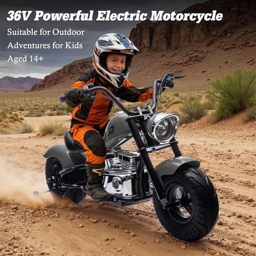 36V Electric Dirt Bike, 360W Electric Motorcycle, 3 Speed-Up to 15.5 MPH, Electric Dirt Bike for Kids 14+, LED/USB/Bluetooth