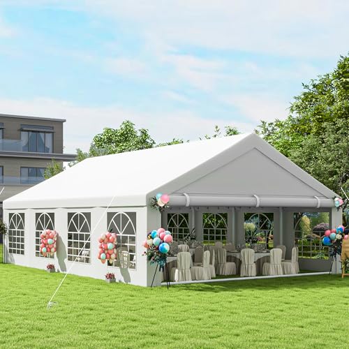 DWVO 20x30FT Large Party Tent Outdoor Heavy Duty Wedding Event Shelters Upgraded Galvanized Canopy with Large White Roof