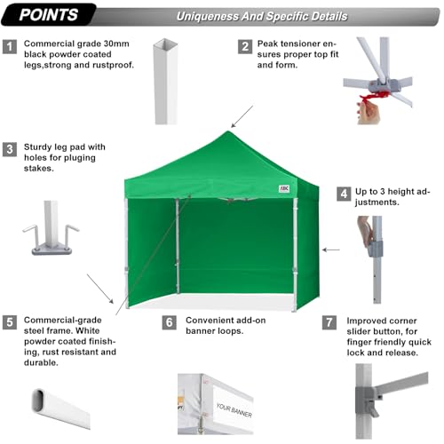 ABCCANOPY Easy Pop Up Canopy Tent with Sidewalls 10x10 Commercial -Series, White