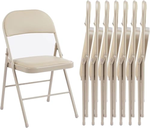 Sweetcrispy Folding Chair 12 Pack, Leather Padded Folding Chairs, Sturdy Metal Foldable Chairs, Easy to Use and Store, Outdoor and Indoor, for Home