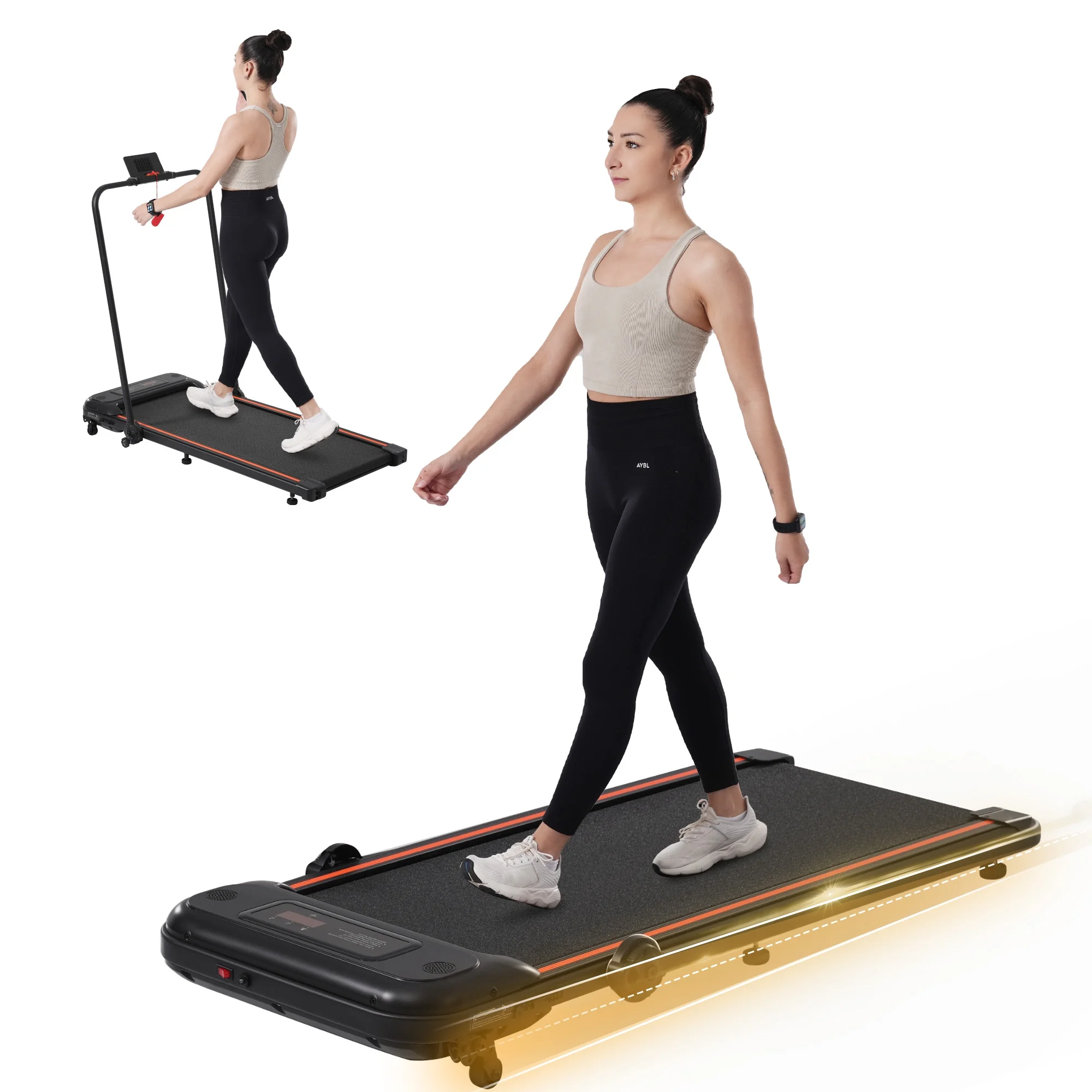 Aukfa 2 in 1 Folding Treadmill, Under Desk Treadmill with Incline Walking Pad, Wristband Control, 7.5mph Max Speed, 265 lb Capacity
