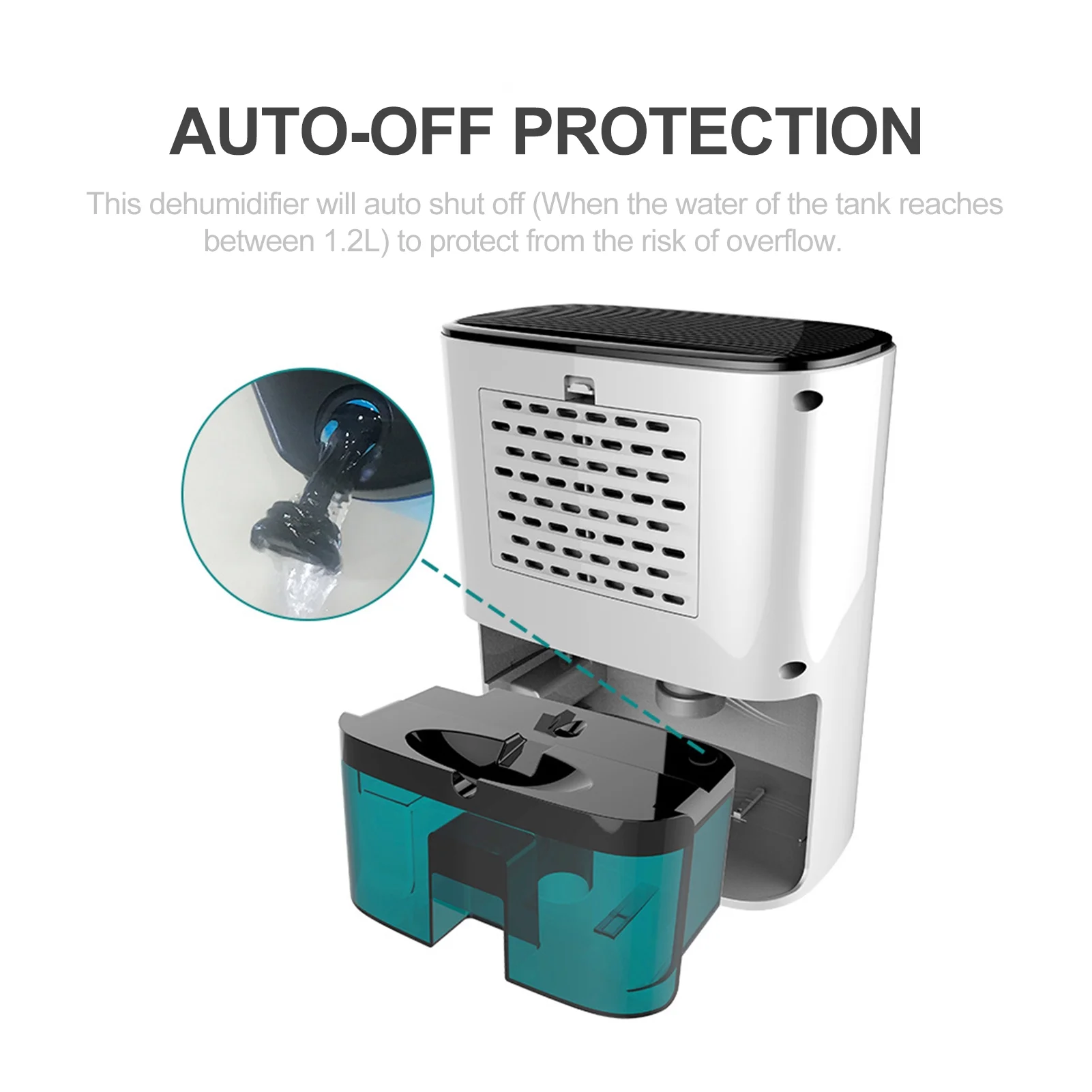 Walmeck 1200mL Dehumidifier to 215 Sq. Ft Portable Small Dehumidifier Auto-off Protection Humidity Control for Home Basements Bedroom Garage Wardrobe