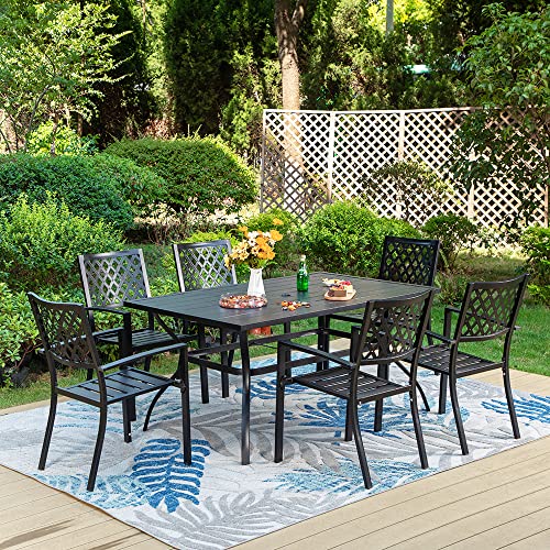 PHI VILLA Stackable Wrought Iron Patio Dining Chairs - Set of 2 Black Outdoor Chair Bistro Metal Chairs, Support 300 LBS