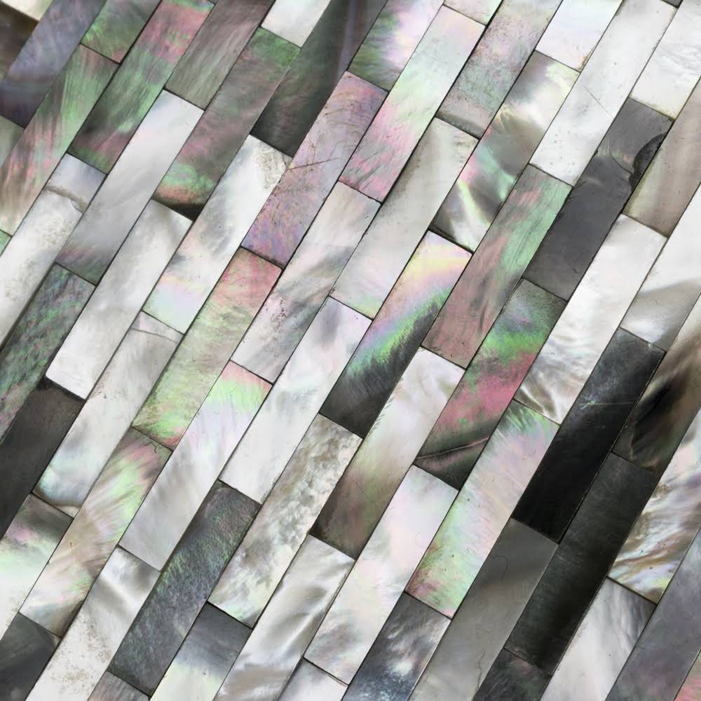 Ivy Hill Tile Sample - Lokahi Random Sized Seashell Splitface Tile Finish: Black/Gray/Pearl