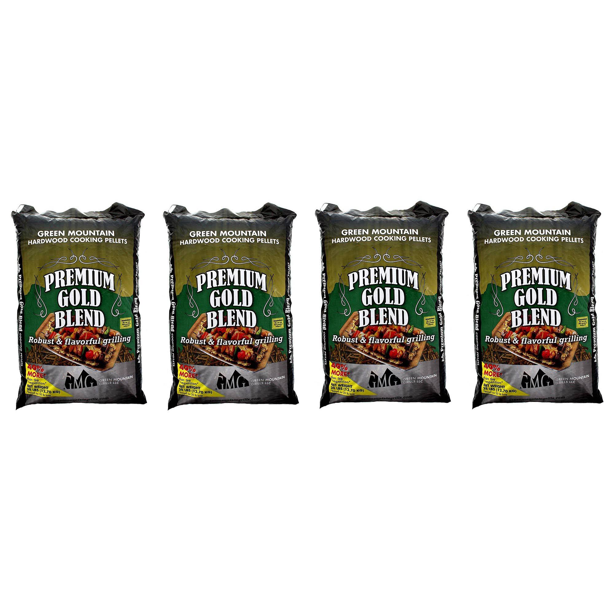 Green Mountain Premium Gold Blend Hardwood Grilling Cooking Pellets (4 Pack)