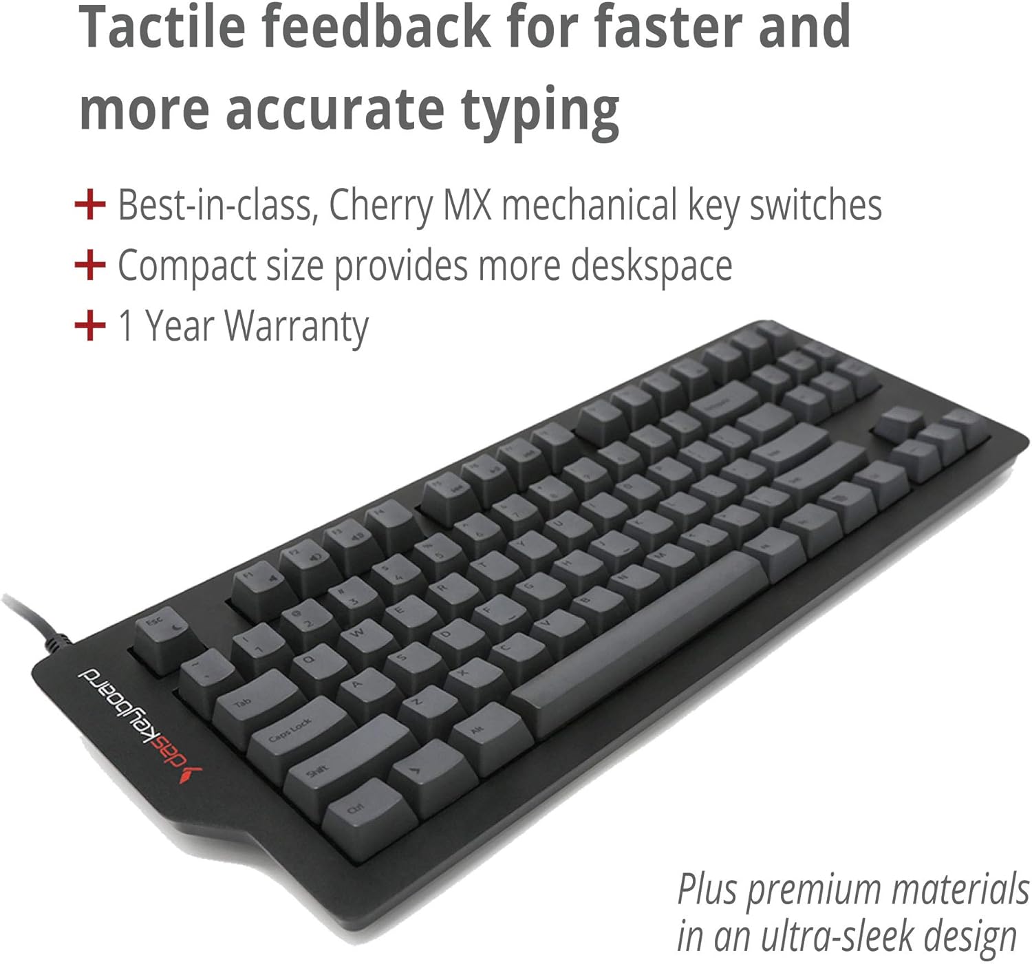 Das Keyboard 4C TKL Wired Tenkeyless Mechanical Keyboard, Cherry MX Brown Mechanical Switches, Premium PBT Keycaps, 2-Port USB Hub (87 Keys