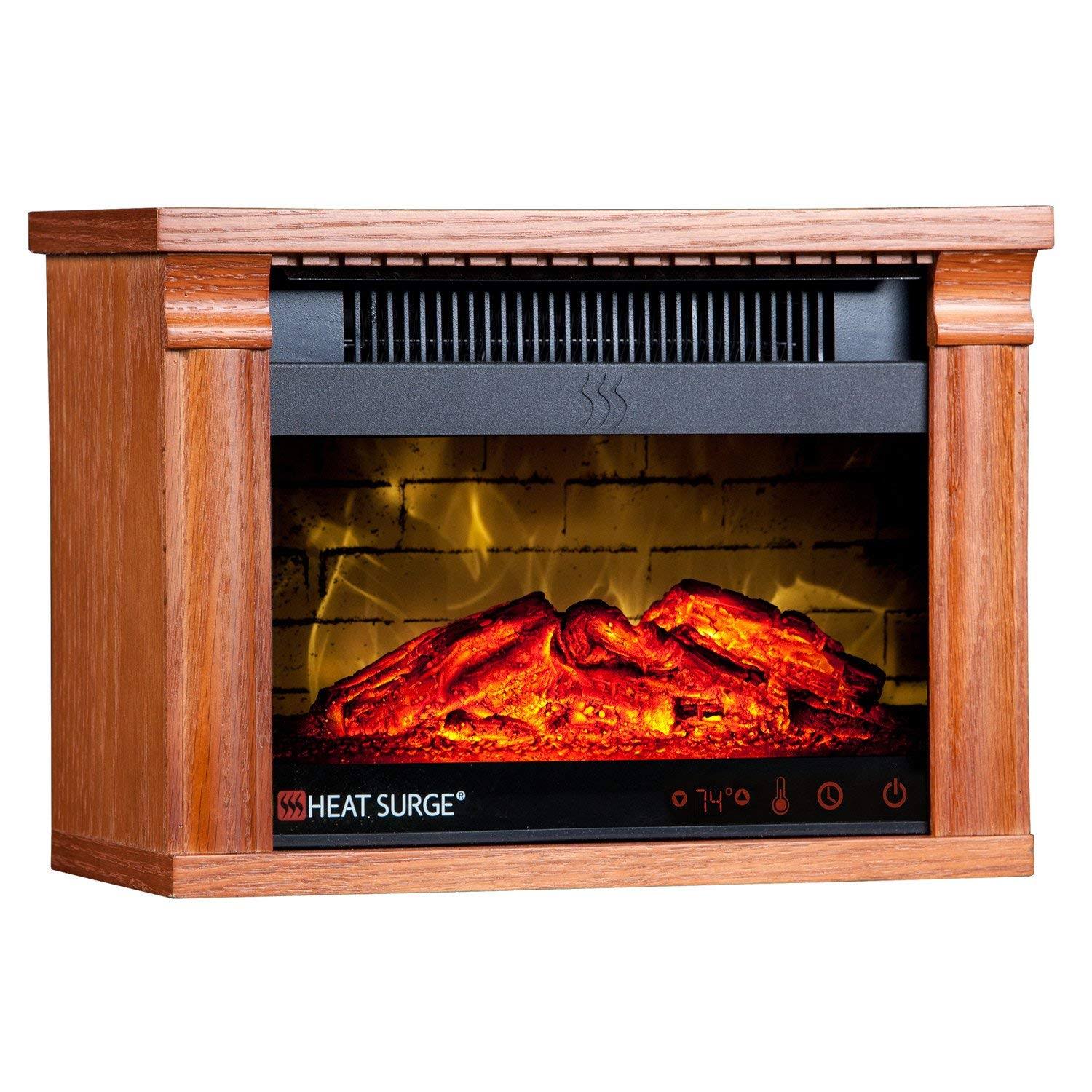 Heat Surge Mini Glo Portable Electric Fireplace Heater, Remote Control
