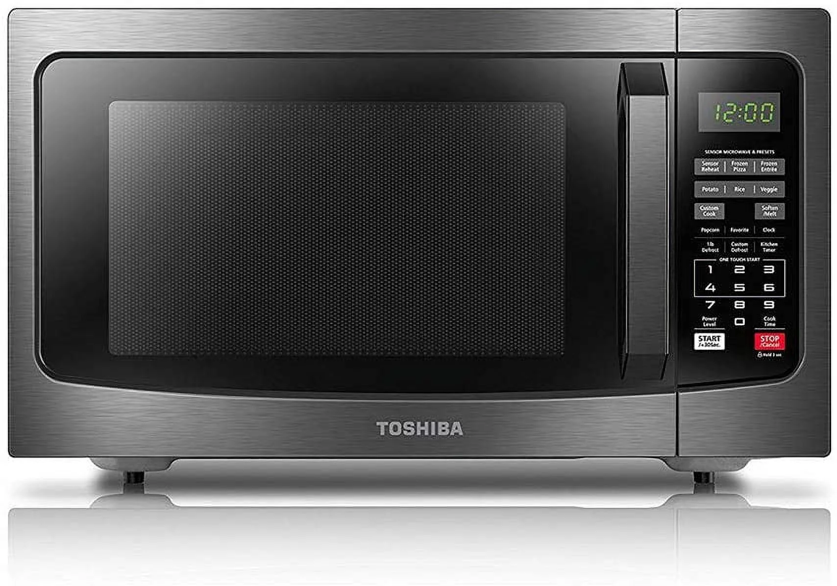 Restored Toshiba EM131A5C-BS Microwave Oven with Smart Sensor Easy Clean Interior, ECO Mode and Sound On-Off, 1.2 Cu. ft