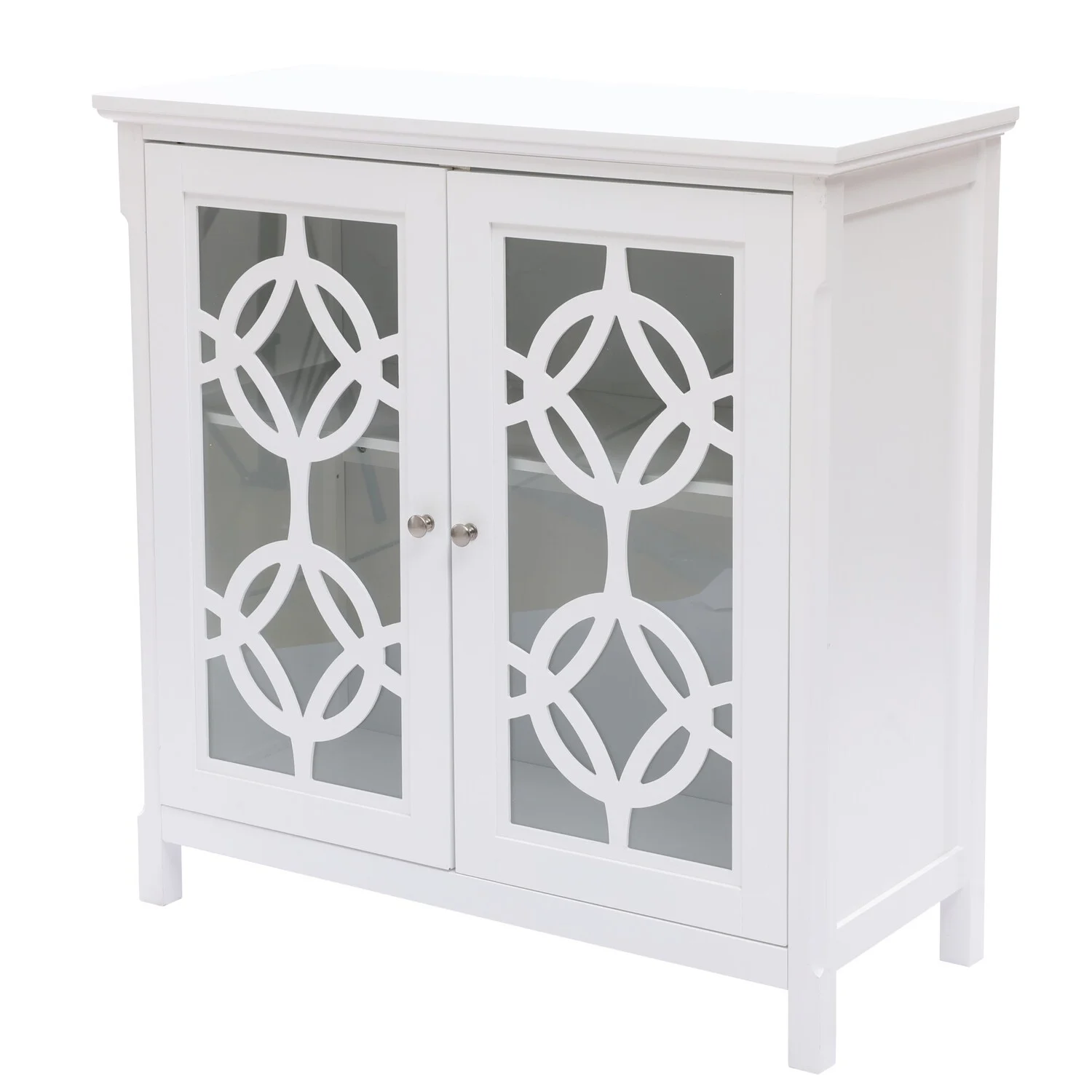 LuxenHome White Wood 2 Door Accent Storage Cabinet