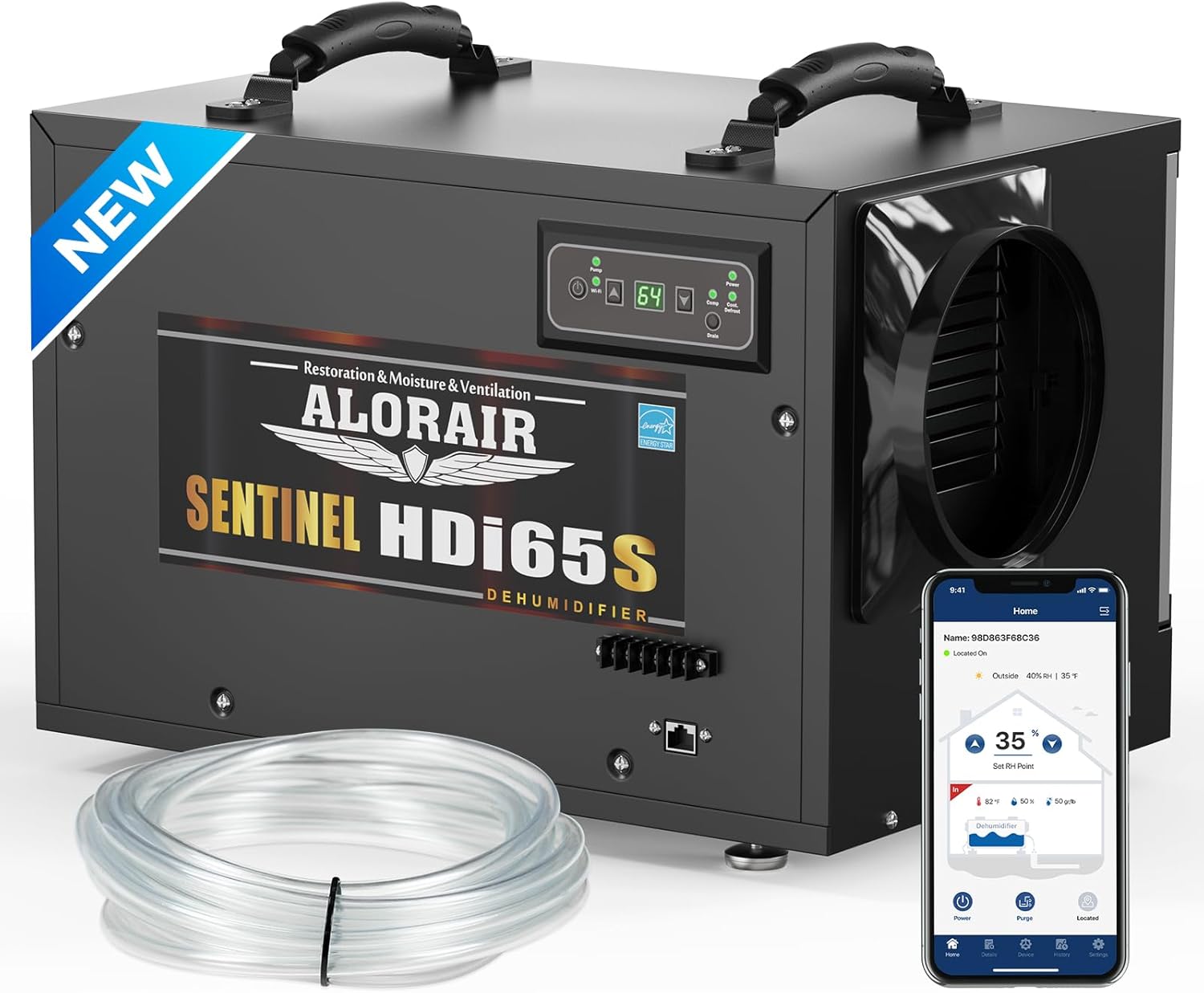ALORAIR Crawl Space Dehumidifiers, 120 PPD Energy Star Wi-Fi APP Controls Crawlspace Dehumidifiers with Pump and Hose