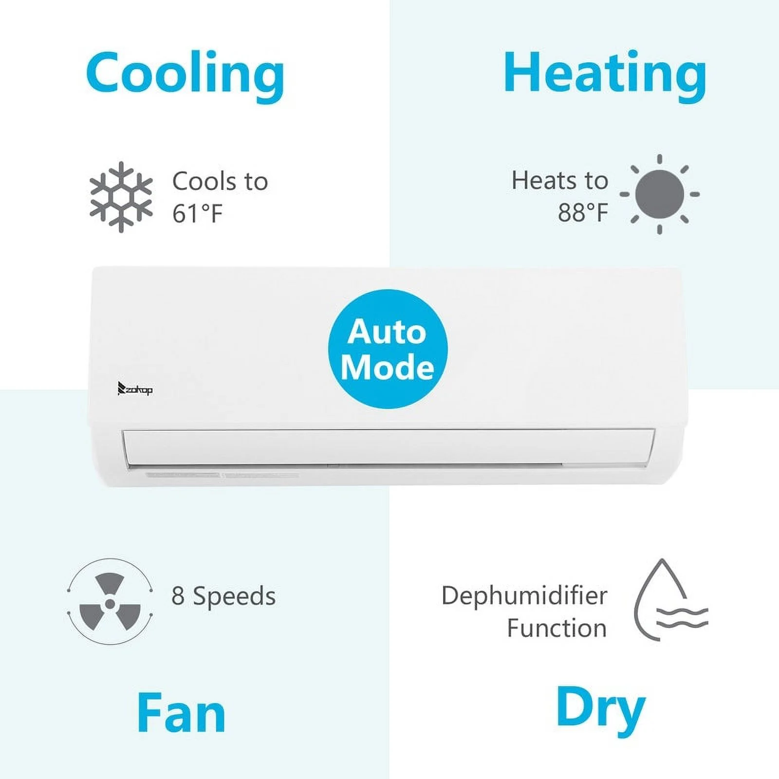 230V 12000BTU 19Seer Mini Split Air Conditioner with Heating Function